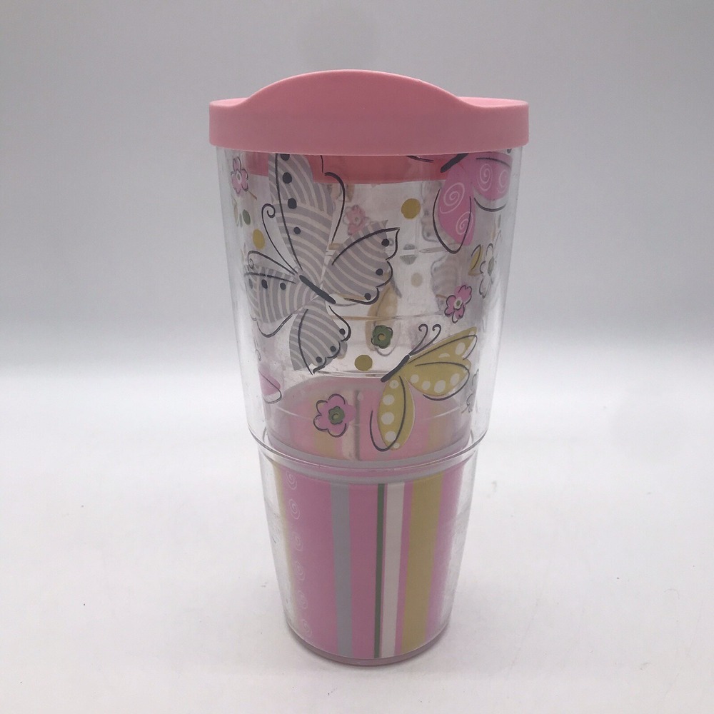 Tervis 24 oz. 8" Butterfly & Flower 2011 Hallmark Insulated Tumbler Cup w/ Lid
